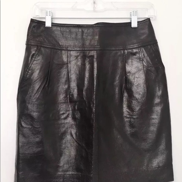 EXPRESS DESIGN STUDIO Blk Leather Skirt Exp Zipper - Picture 1 of 8